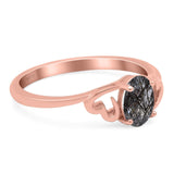 Minimalist Oval Natural Stone Solitaire Ring