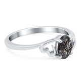 Minimalist Oval Natural Stone Solitaire Ring