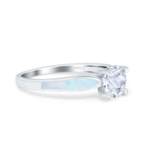 Round Natural Stone Solitaire Ring