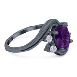 Oval Natural Stone Art Deco Ring