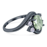 Oval Natural Stone Art Deco Ring