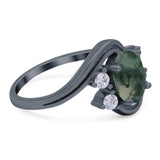 Oval Natural Stone Art Deco Ring