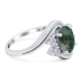 Oval Natural Stone Art Deco Ring