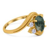 Oval Natural Stone Art Deco Ring