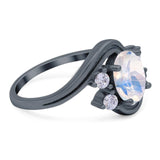 Oval Natural Stone Art Deco Ring