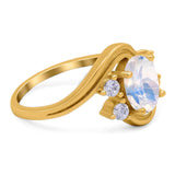 Oval Natural Stone Art Deco Ring