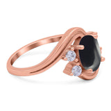 Oval Natural Stone Art Deco Ring