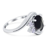 Oval Natural Stone Art Deco Ring