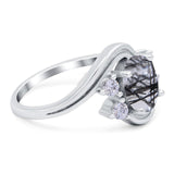 Oval Natural Stone Art Deco Ring