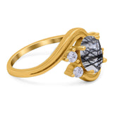 Oval Natural Stone Art Deco Ring