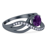 Round Natural Stone Twisted Ring