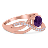 Round Natural Stone Twisted Ring