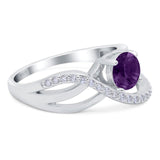 Round Natural Stone Twisted Ring