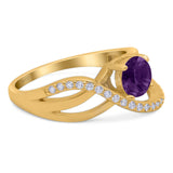 Round Natural Stone Twisted Ring