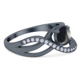 Round Natural Stone Twisted Ring