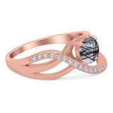 Round Natural Stone Twisted Ring