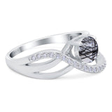 Round Natural Stone Twisted Ring