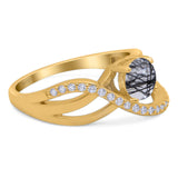 Round Natural Stone Twisted Ring