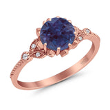 Vintage Style Round Natural Stone Flower Ring