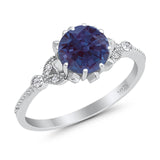 Vintage Style Round Natural Stone Flower Ring