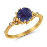 Vintage Style Round Natural Stone Flower Ring