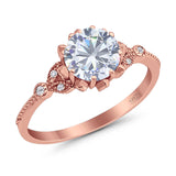 Vintage Style Round Natural Stone Flower Ring