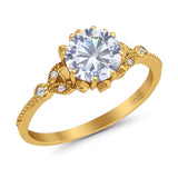 Vintage Style Round Natural Stone Flower Ring