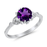 Vintage Style Round Natural Stone Flower Ring