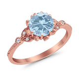 Vintage Style Round Natural Stone Flower Ring