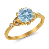 Vintage Style Round Natural Stone Flower Ring