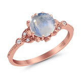 Vintage Style Round Natural Stone Flower Ring