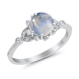 Vintage Style Round Natural Stone Flower Ring