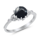 Vintage Style Round Natural Stone Flower Ring