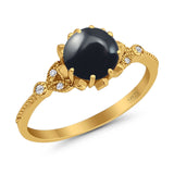 Vintage Style Round Natural Stone Flower Ring