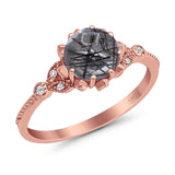 Vintage Style Round Natural Stone Flower Ring