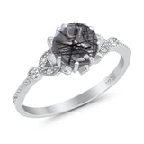 Vintage Style Round Natural Stone Flower Ring