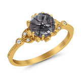 Vintage Style Round Natural Stone Flower Ring