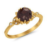 Vintage Style Round Natural Stone Flower Ring