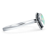 Oxidized Pear Teardrop Solitaire Ring