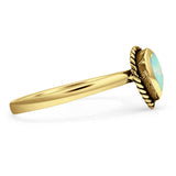 Oxidized Pear Teardrop Solitaire Ring