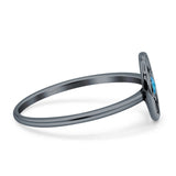 Moon Phases Ring 10mm Oxidized Round Lab Created Opal 925 Sterling Silver