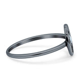 Moon Phases Ring 10mm Oxidized Round Lab Created Opal 925 Sterling Silver