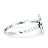 Moon Phases Ring 10mm Oxidized Round Lab Created Opal 925 Sterling Silver