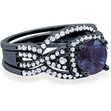 Round Natural Stone Three Piece Ring