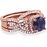 Round Natural Stone Three Piece Ring