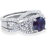 Round Natural Stone Three Piece Ring