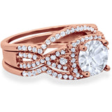 Round Natural Stone Three Piece Ring