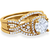 Round Natural Stone Three Piece Ring