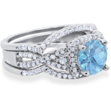 Round Natural Stone Three Piece Ring