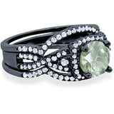 Round Natural Stone Three Piece Ring